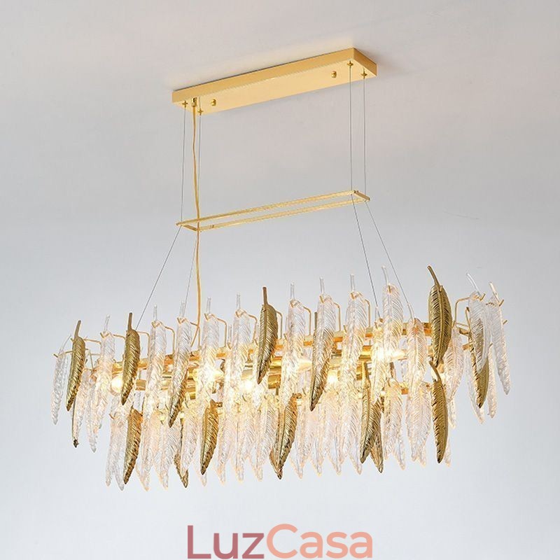 Lustre de vidro artístico Pena Oval Pendente Luz