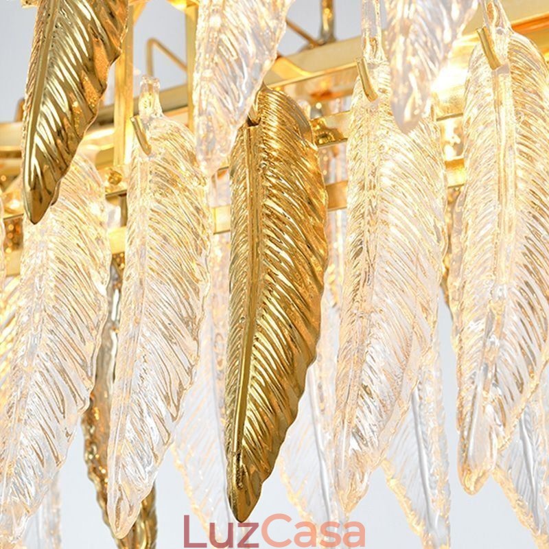 Lustre de vidro artístico Pena Oval Pendente Luz