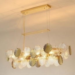 Lustre de vidro de luxo Lâmpada da moda Lâmpada suspensa de vidro em forma de concha