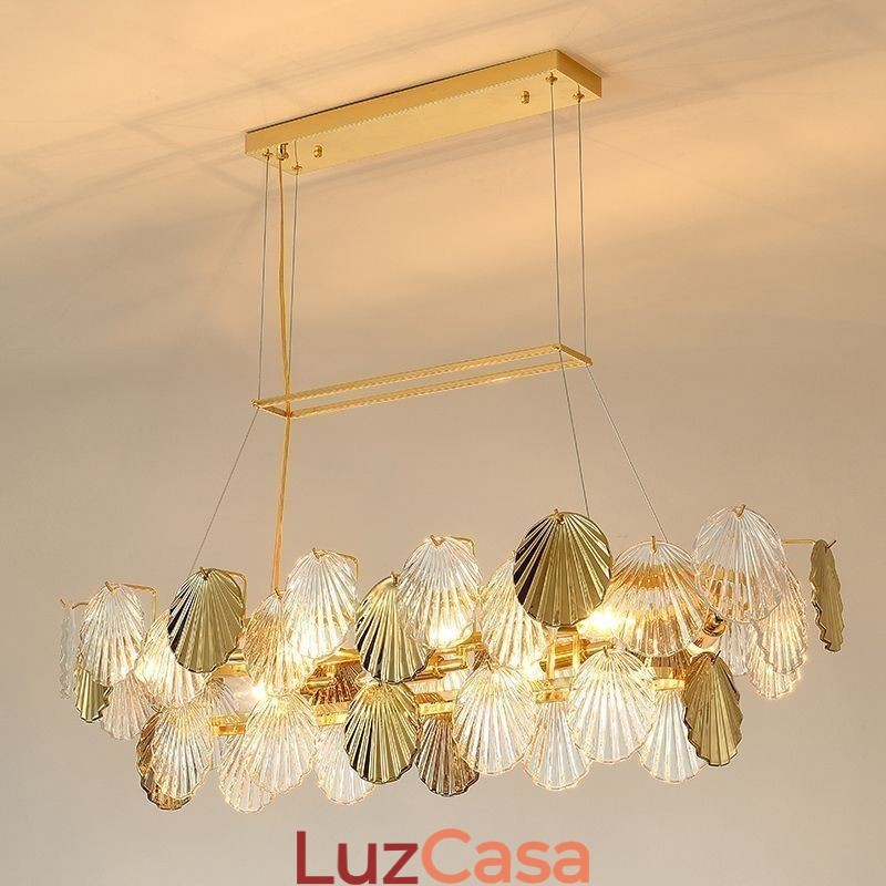 Lustre de vidro de luxo Lâmpada da moda Lâmpada suspensa de vidro em forma de concha