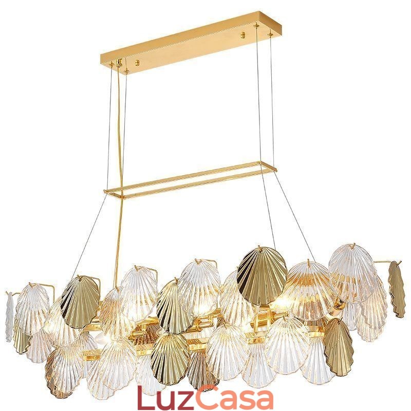 Lustre de vidro de luxo Lâmpada da moda Lâmpada suspensa de vidro em forma de concha