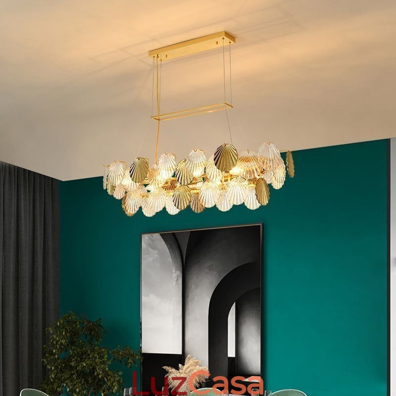 Lustre de vidro de luxo Lâmpada da moda Lâmpada suspensa de vidro em forma de concha