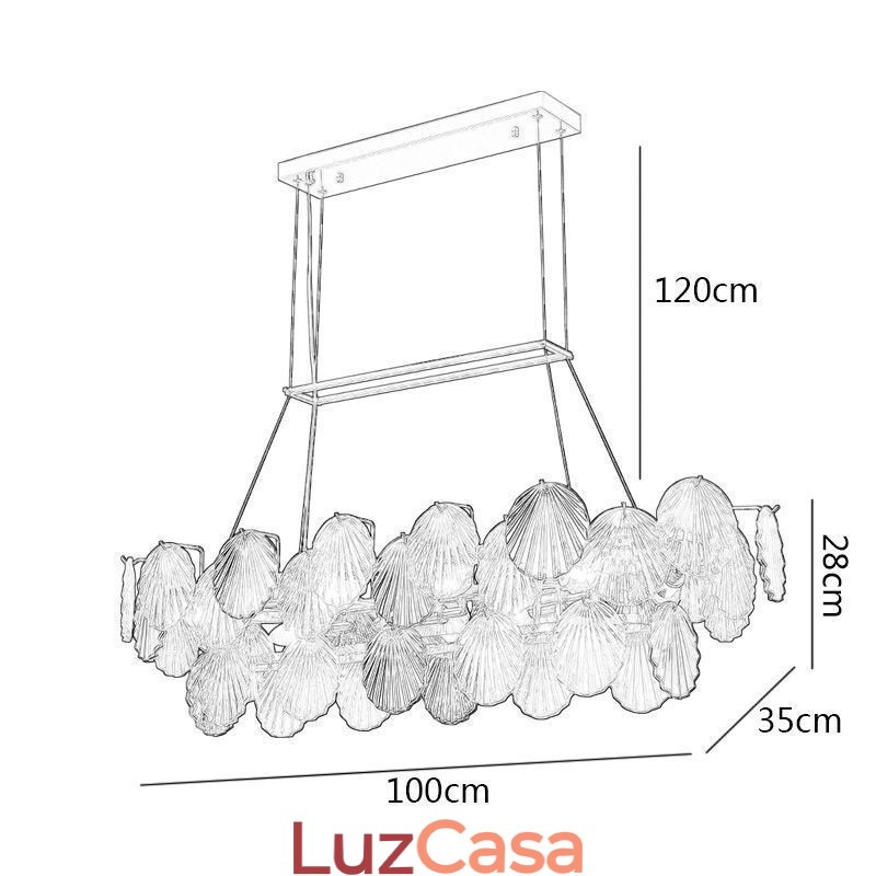 Lustre de vidro de luxo Lâmpada da moda Lâmpada suspensa de vidro em forma de concha