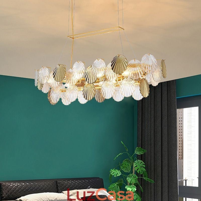 Lustre de vidro de luxo Lâmpada da moda Lâmpada suspensa de vidro em forma de concha