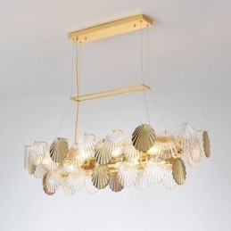 Lustre de vidro de luxo Lâmpada da moda Lâmpada suspensa de vidro em forma de concha