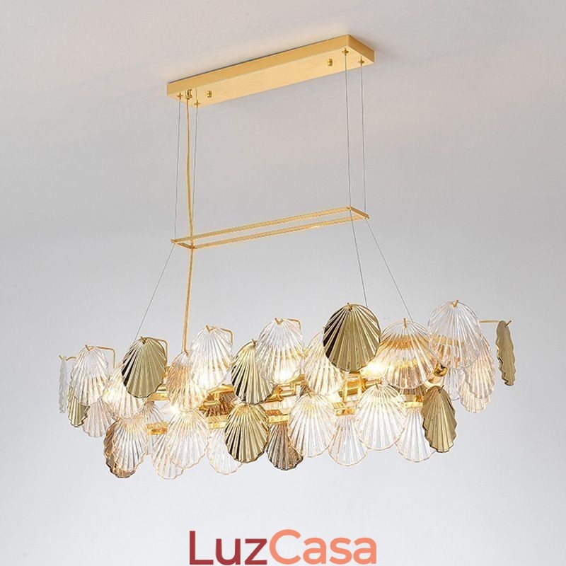 Lustre de vidro de luxo Lâmpada da moda Lâmpada suspensa de vidro em forma de concha