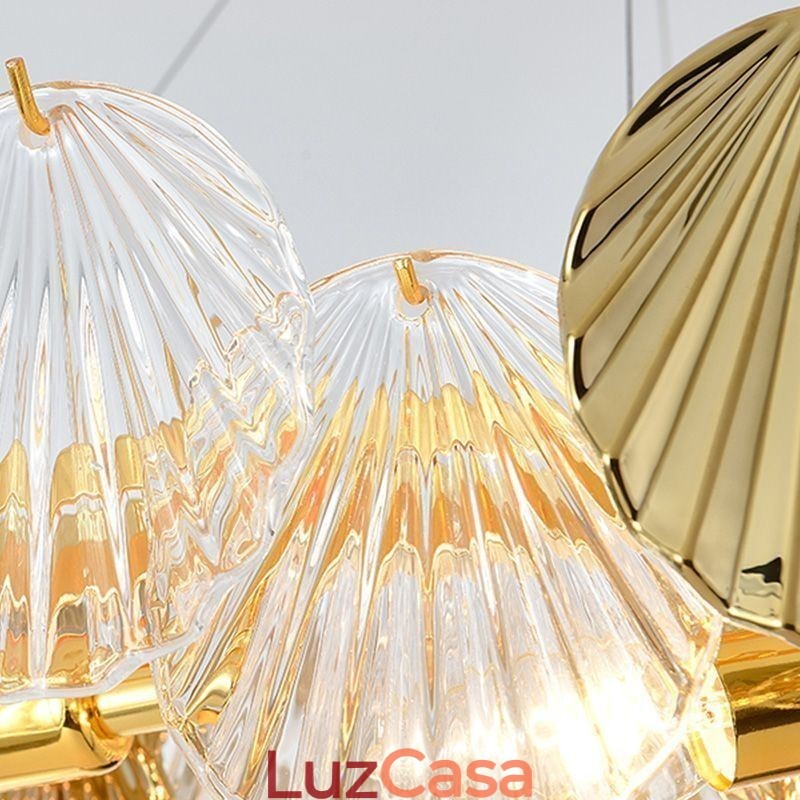 Lustre de vidro de luxo Lâmpada da moda Lâmpada suspensa de vidro em forma de concha