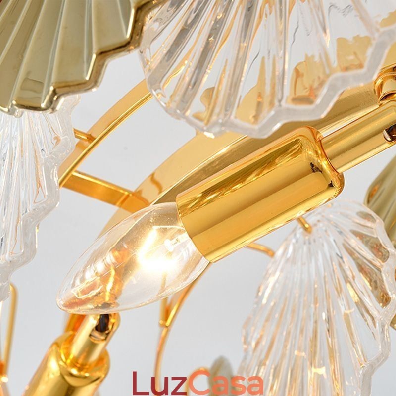 Lustre de vidro de luxo Lâmpada da moda Lâmpada suspensa de vidro em forma de concha