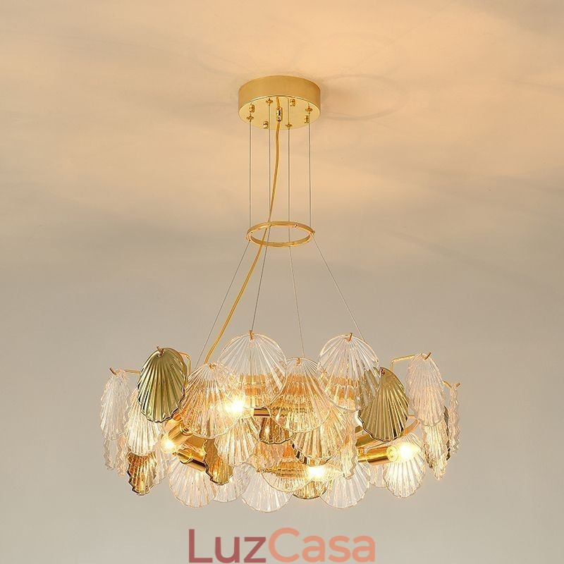 Lustre de vidro concha moderno luzes de jantar