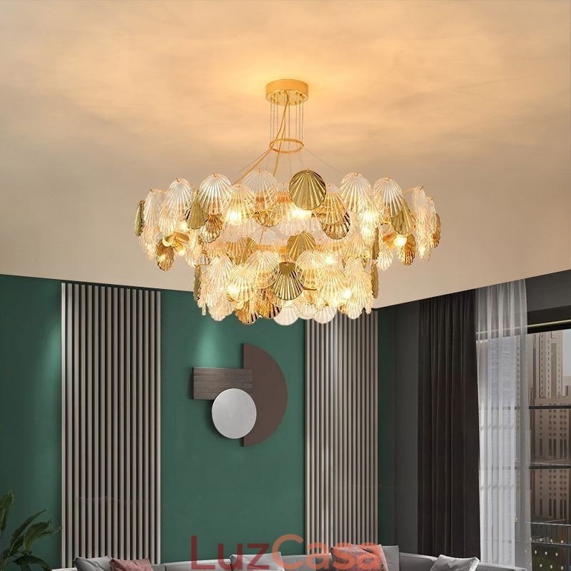 Lustre de vidro concha moderno luzes de jantar