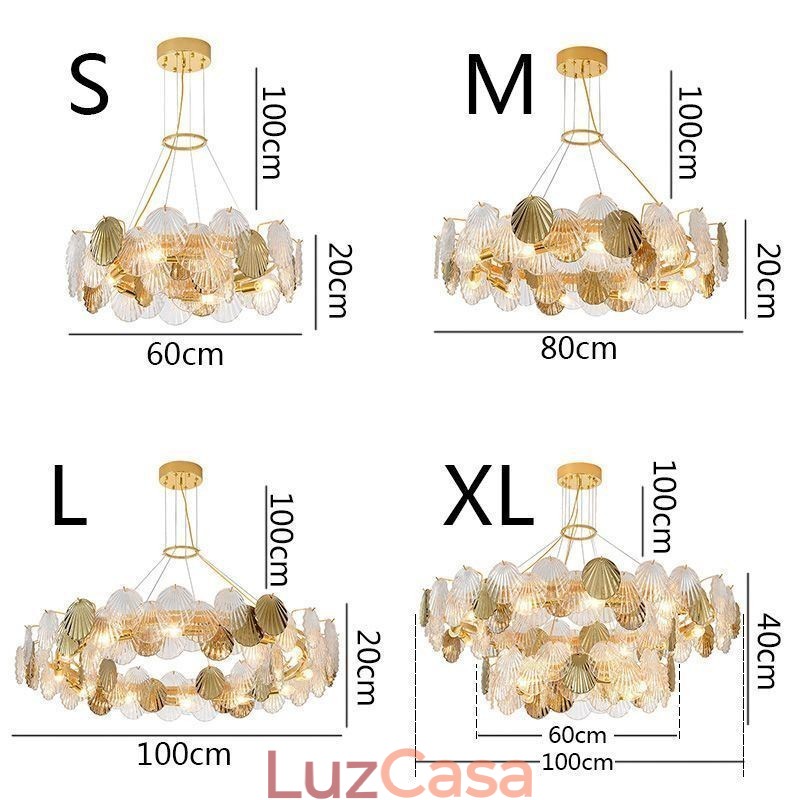 Lustre de vidro concha moderno luzes de jantar