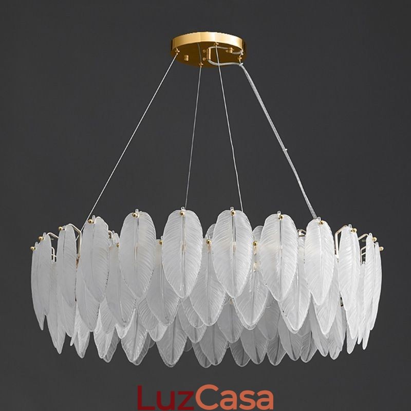 Lustre de vidro artístico Pena Redondo Pendente Luz