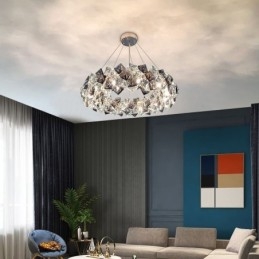 Lustre de vidro de luxo leve moderno e minimalista luminária pendente sala de estar