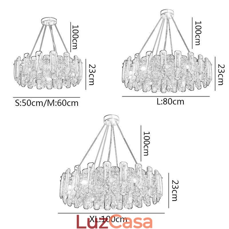 Luminária pendente de vidro europeia de luxo
