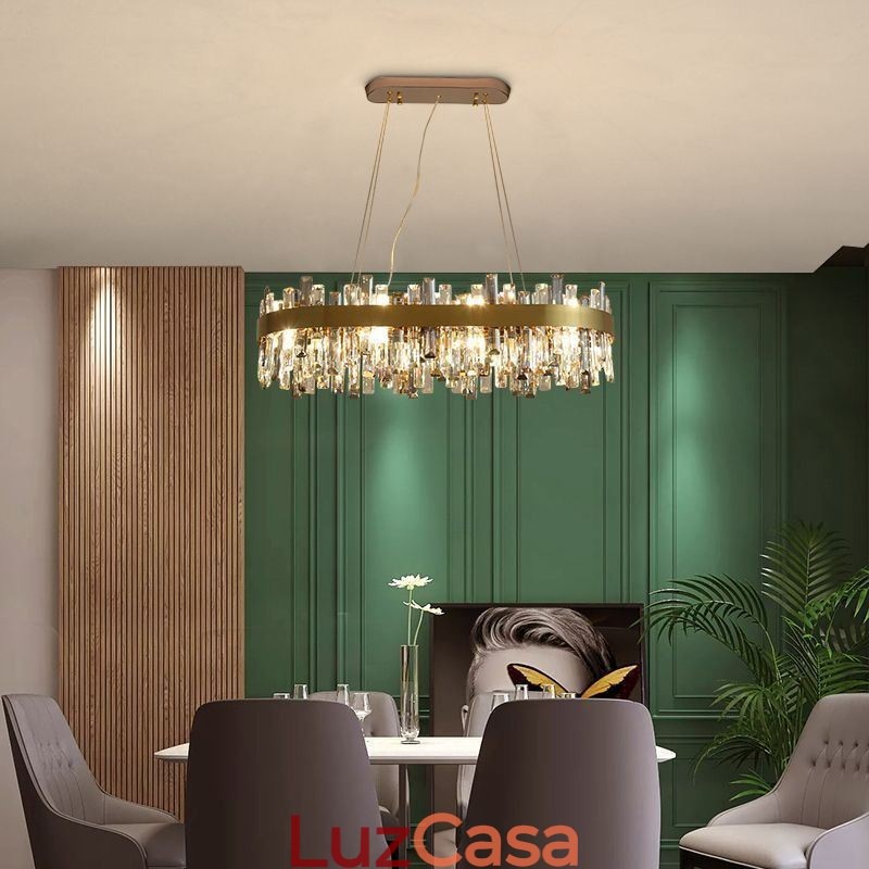 Lustre de luxo leve pós-moderno de vidro pendente