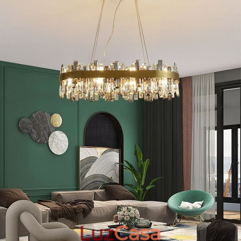 Lustre de luxo leve pós-moderno de vidro pendente