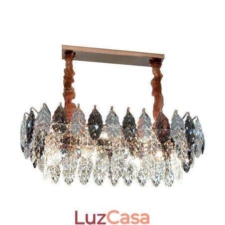 Lustre de vidro com pingente de ferro europeu, criativo, folha, lustre