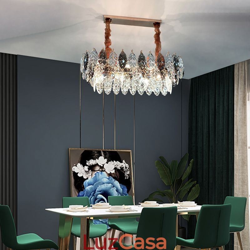 Lustre de vidro com pingente de ferro europeu, criativo, folha, lustre