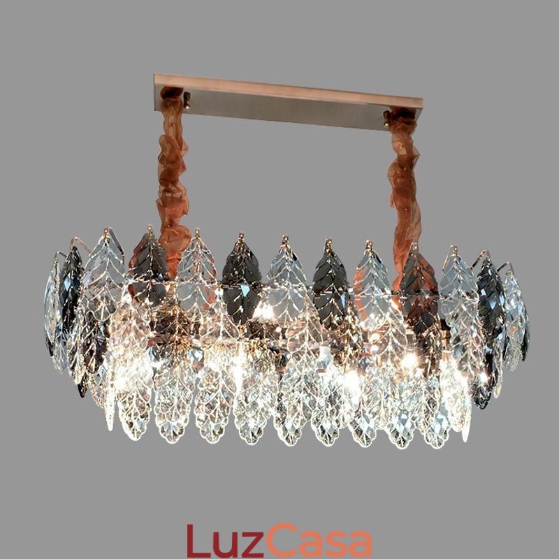 Lustre de vidro com pingente de ferro europeu, criativo, folha, lustre