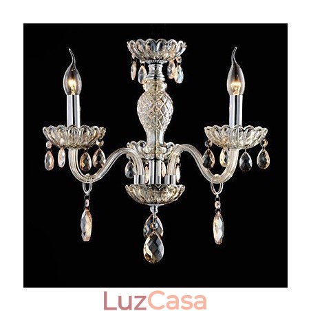 3 Luzes O estilo do palácio Lustre de vidro com lâmpada de vela 3 Luzes O estilo do palácio Lustre de vidro com lâmpada de vela