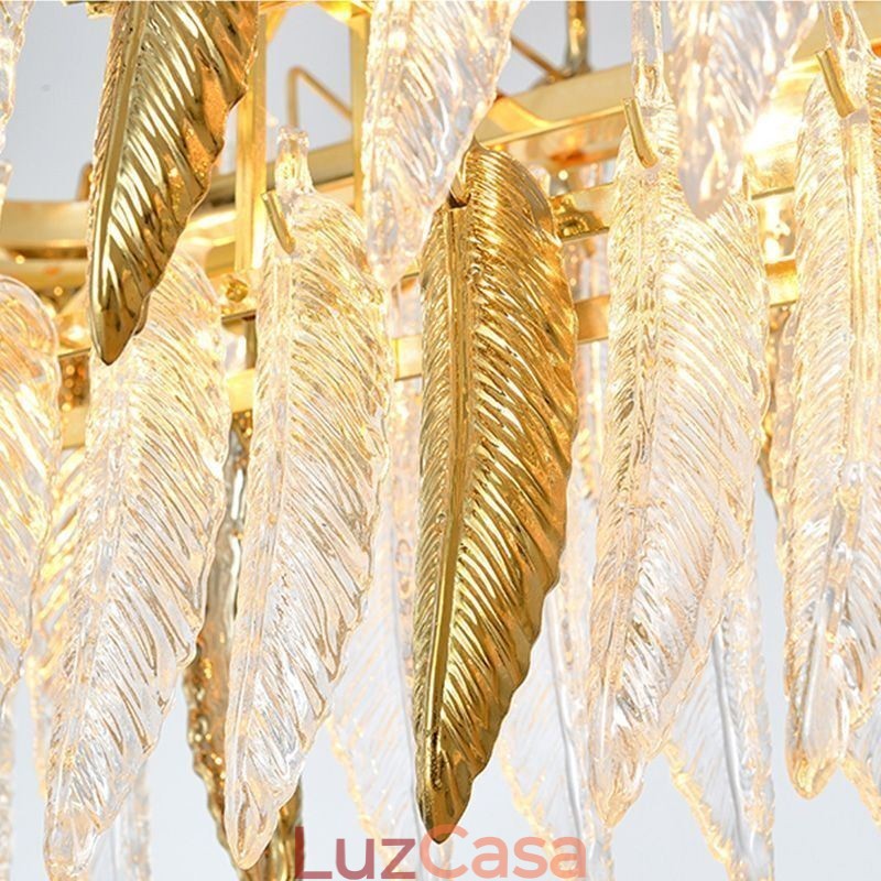 Lustre de vidro artístico Feather Round Ceiling Light