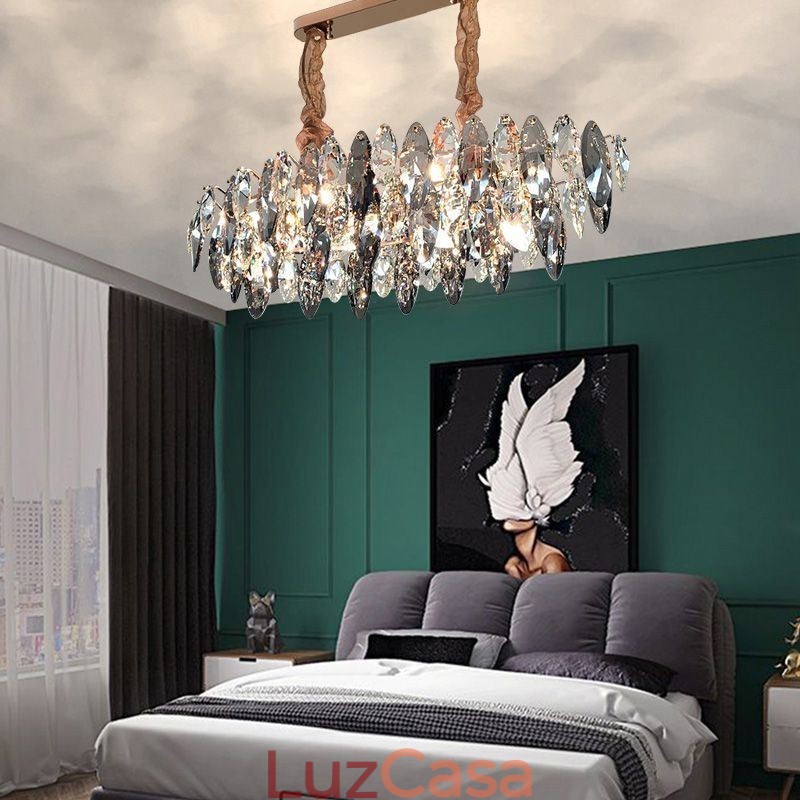 Luminária pendente de luxo leve decoração para casa lustre de vidro sala de estar