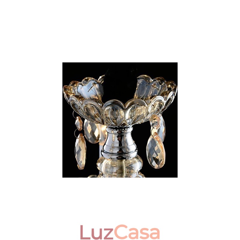 3 Luzes O estilo do palácio Lustre de vidro com lâmpada de vela