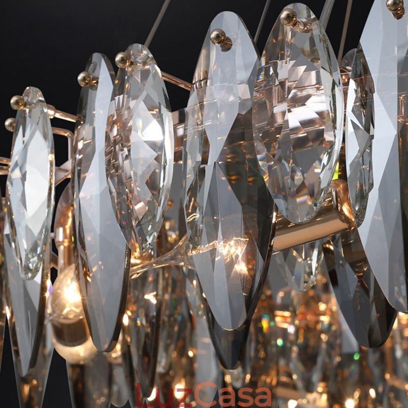 Luminária pendente de luxo leve decoração para casa lustre de vidro sala de estar