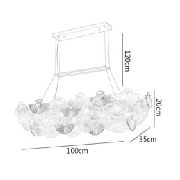 Lustre de vidro europeu em forma de leque com pingente de arte