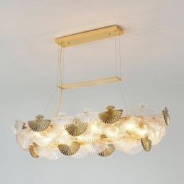 Lustre de vidro europeu em forma de leque com pingente de arte