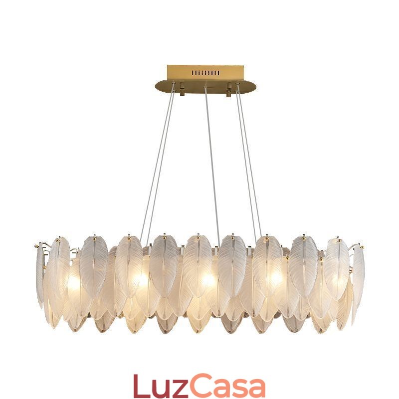 Lustre de vidro artístico Feather Round Pendant Lighting