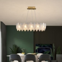 Lustre de vidro artístico Feather Round Pendant Lighting