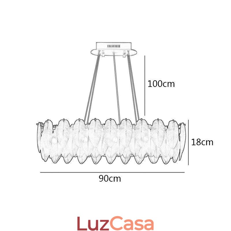 Lustre de vidro artístico Feather Round Pendant Lighting