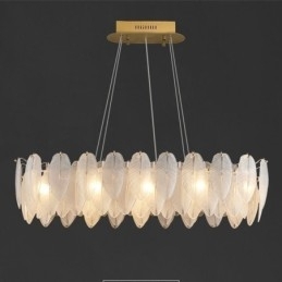 Lustre de vidro artístico Feather Round Pendant Lighting
