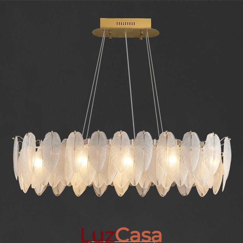 Lustre de vidro artístico Feather Round Pendant Lighting