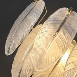 Lustre de vidro artístico Feather Round Pendant Lighting