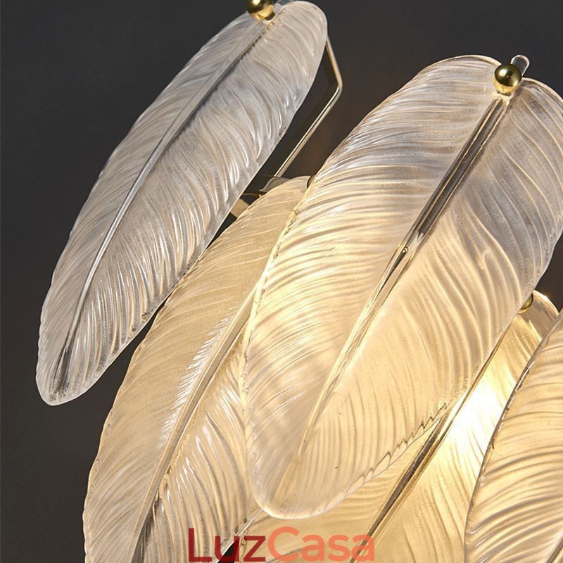 Lustre de vidro artístico Feather Round Pendant Lighting