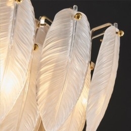 Lustre de vidro artístico Feather Round Pendant Lighting