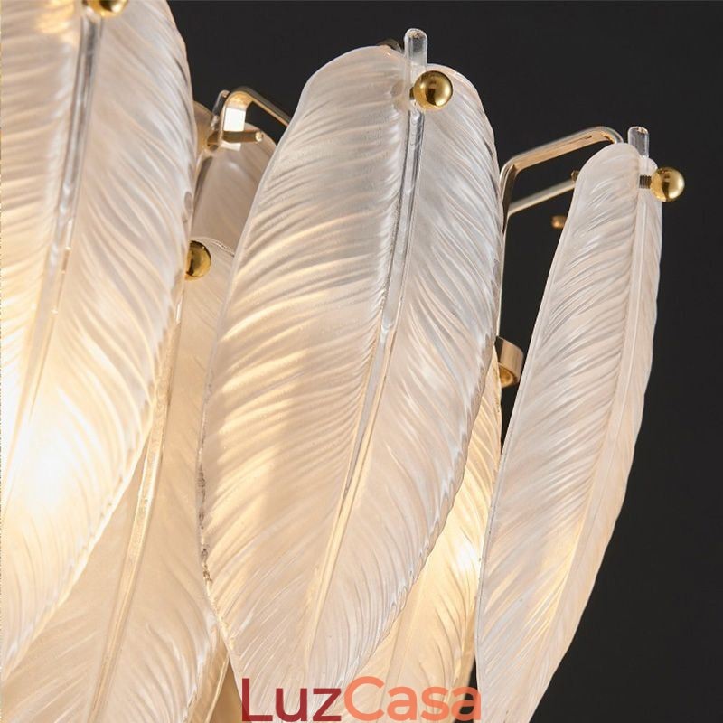 Lustre de vidro artístico Feather Round Pendant Lighting