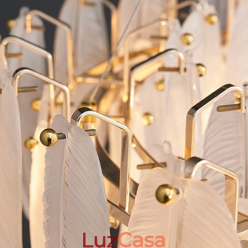 Lustre de vidro artístico Feather Round Pendant Lighting