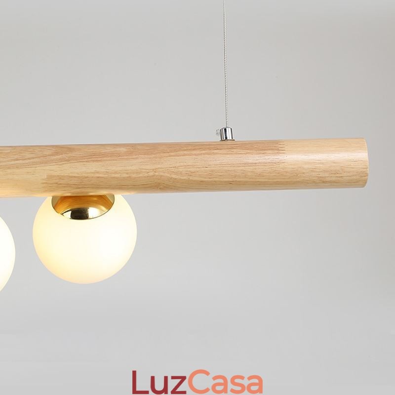 Luminária pendente Magic Bean com tiras de madeira