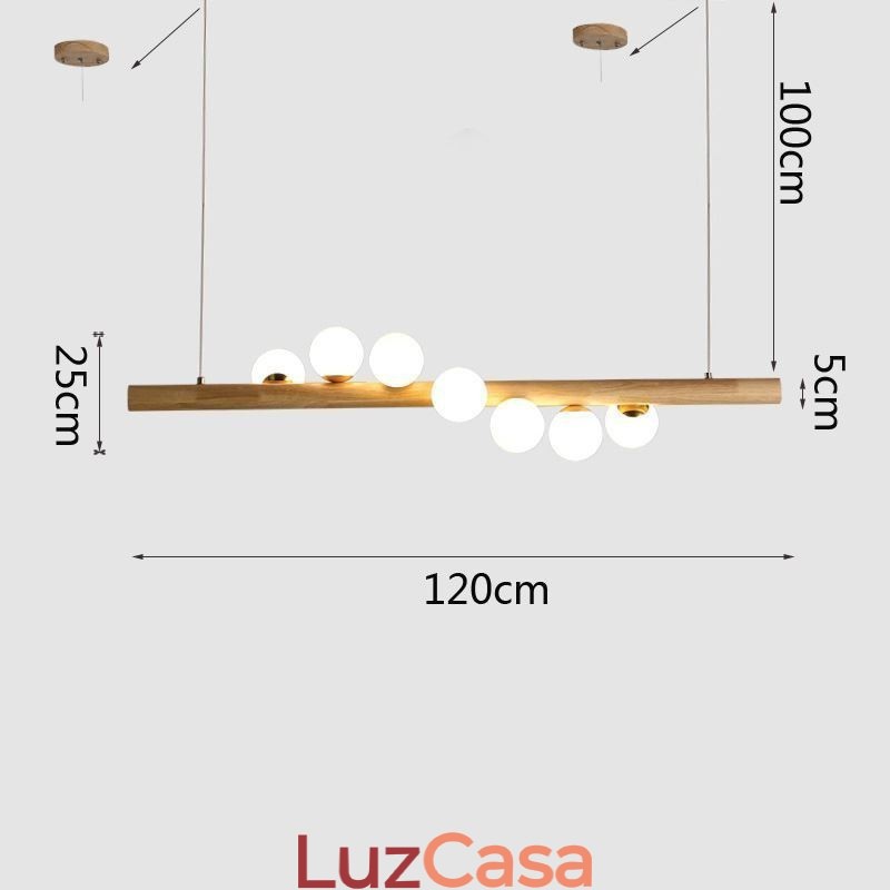 Luminária pendente Magic Bean com tiras de madeira