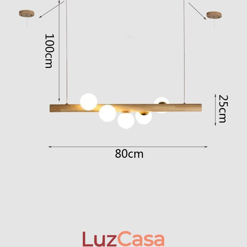 Luminária pendente Magic Bean com tiras de madeira