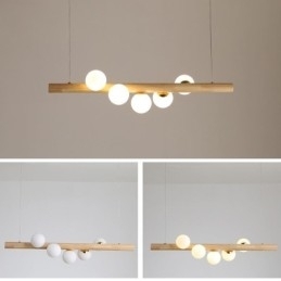 Luminária pendente Magic Bean com tiras de madeira