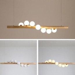 Luminária pendente Magic Bean com tiras de madeira