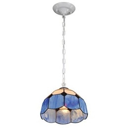 Lustre Mini Style Country Garage branco + luzes de vidro azul