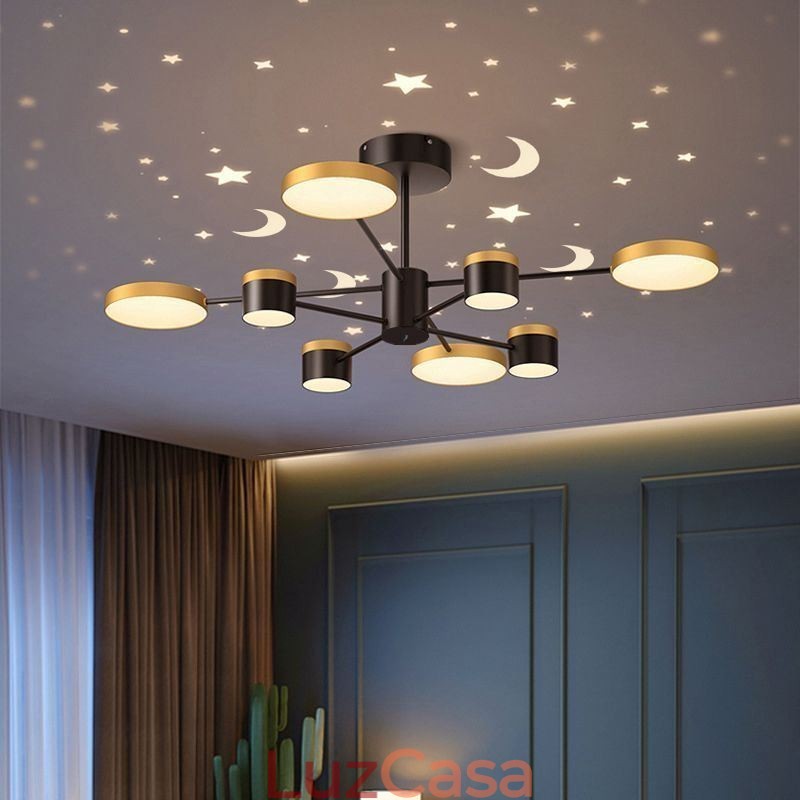 Lustre Estrela Projeção Pendente Luz