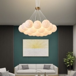 Lustre de bolhas lunares moderno com pingente de bolas impressas em 3D