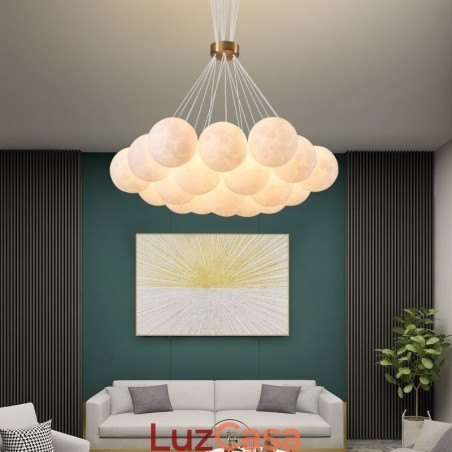 Lustre de bolhas lunares moderno com pingente de bolas impressas em 3D Lustre de bolhas lunares moderno com pingente de bolas impressas em 3D