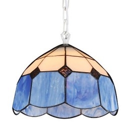 Lustre Mini Style Country Garage branco + luzes de vidro azul